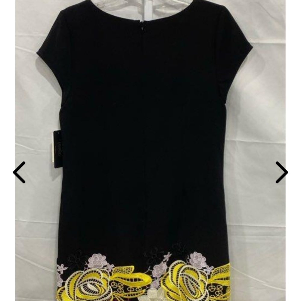 Laundry By Shelli Segal Women's Black Dress w/ Floral Lace Hem - Size 12 NEW